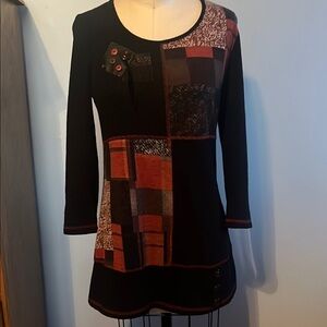 Bali Orange Graphic Tunic with Scoop Neckline
